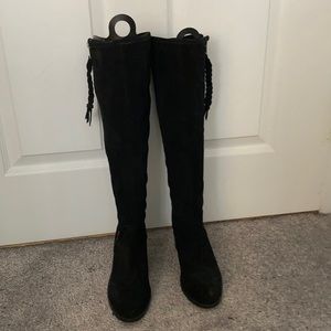 Steve Madden black suede knee-length boots.